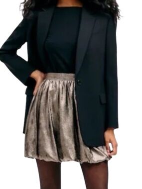 Madewell NWT Metallic Bubble-Hem Mini Skirt Size 6 Style #NT386